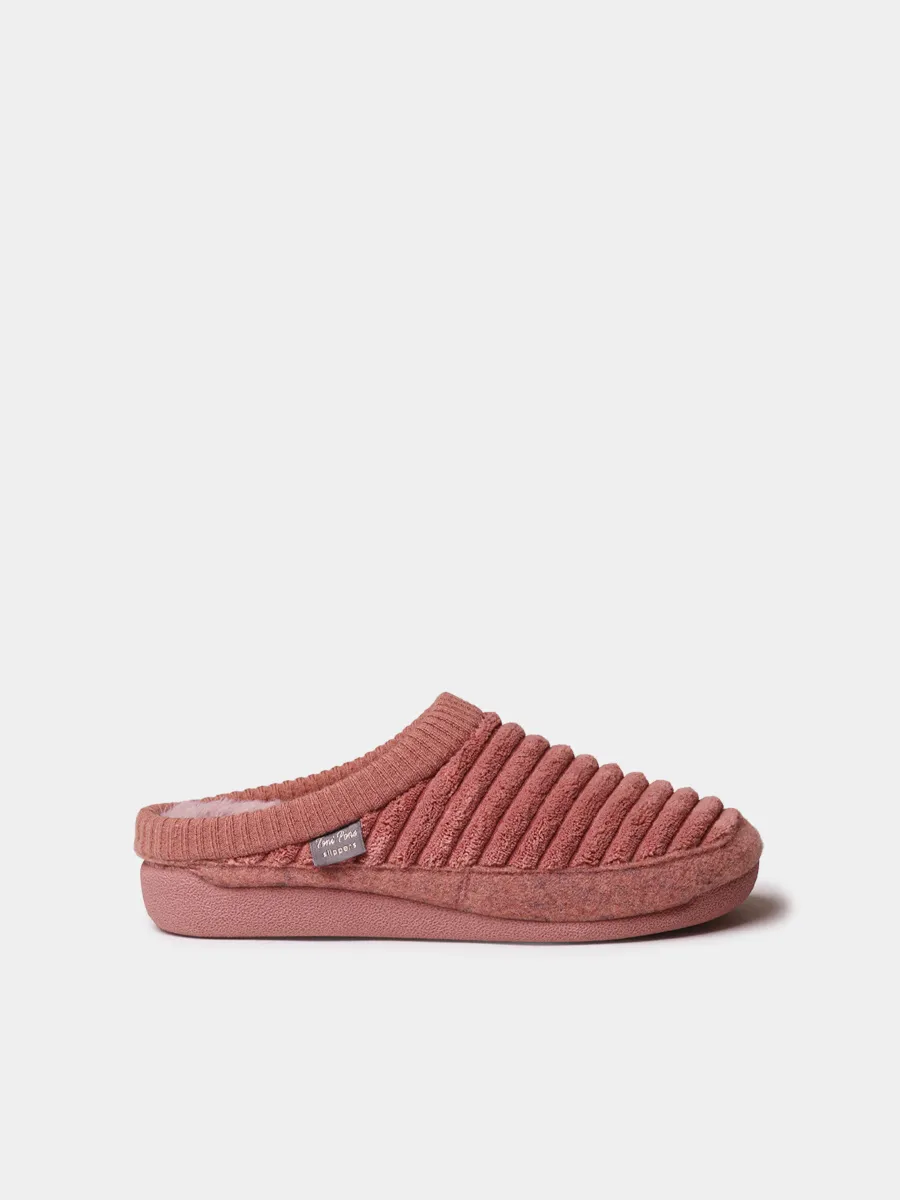 Zapatilla tipo zueco de mujer en pelo sintético y fieltro  | MALU-OD - Image 2