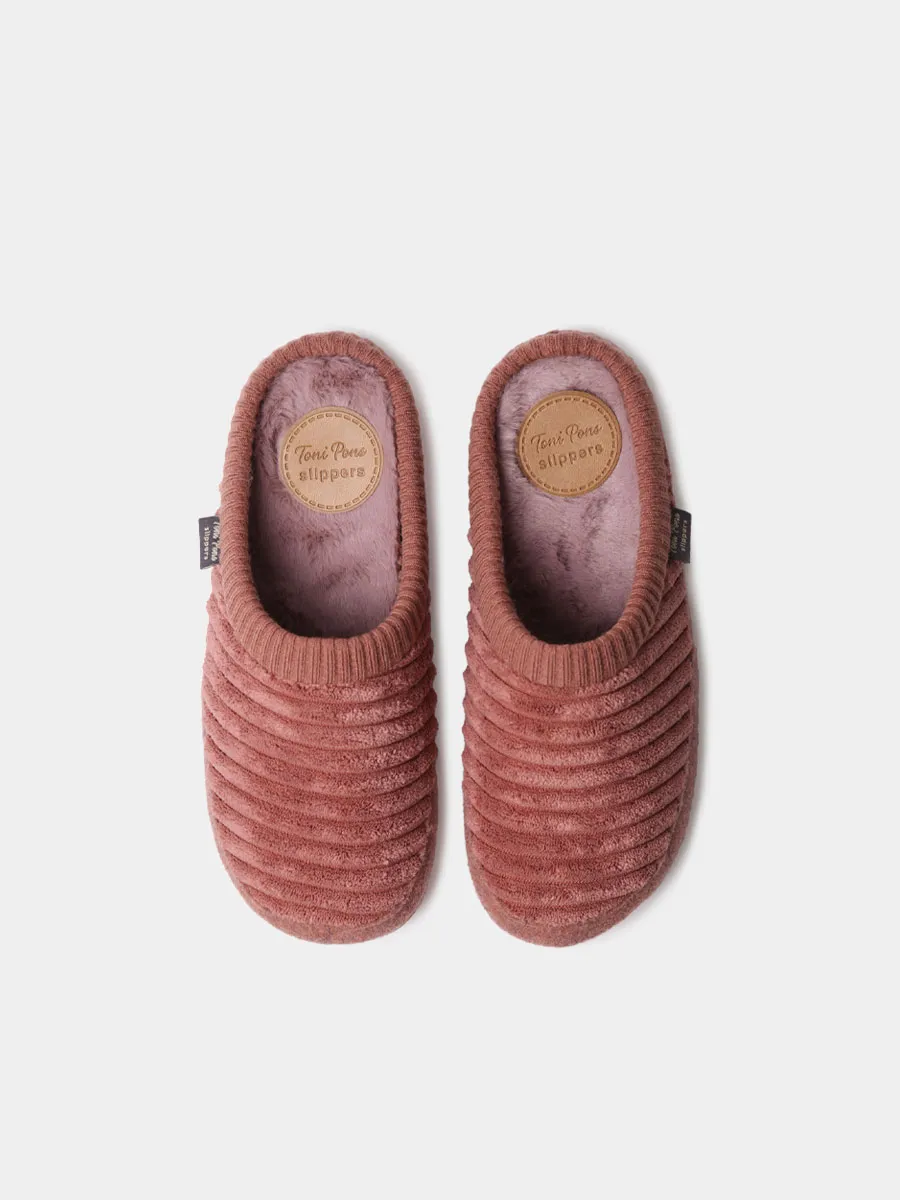 Zapatilla tipo zueco de mujer en pelo sintético y fieltro  | MALU-OD - Image 4