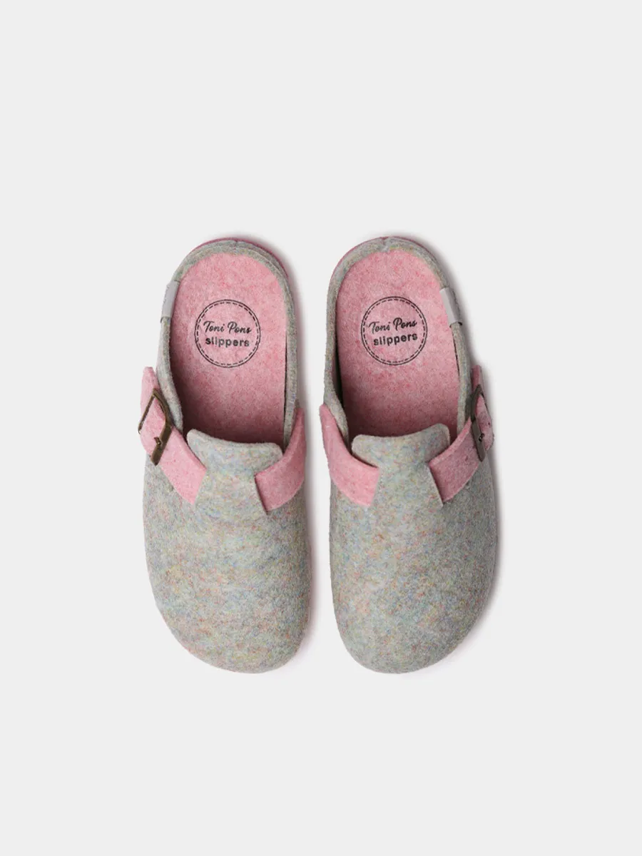 Slipper de mujer tipo zueco con hebilla en fieltro reciclado  | MIMA-FR - Image 3