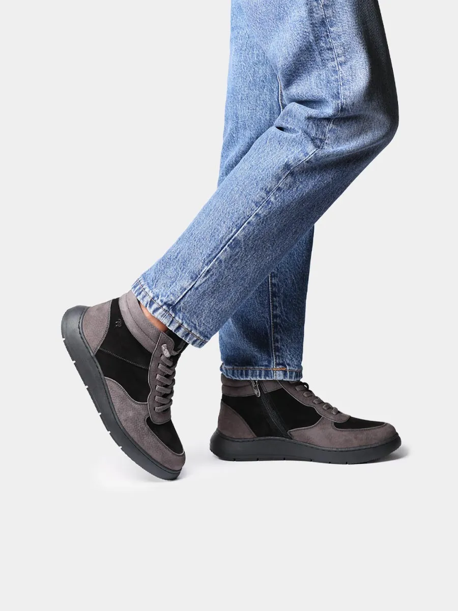 Zapatilla abotinada de mujer en serraje con cremallera  | PANAMA - Image 4